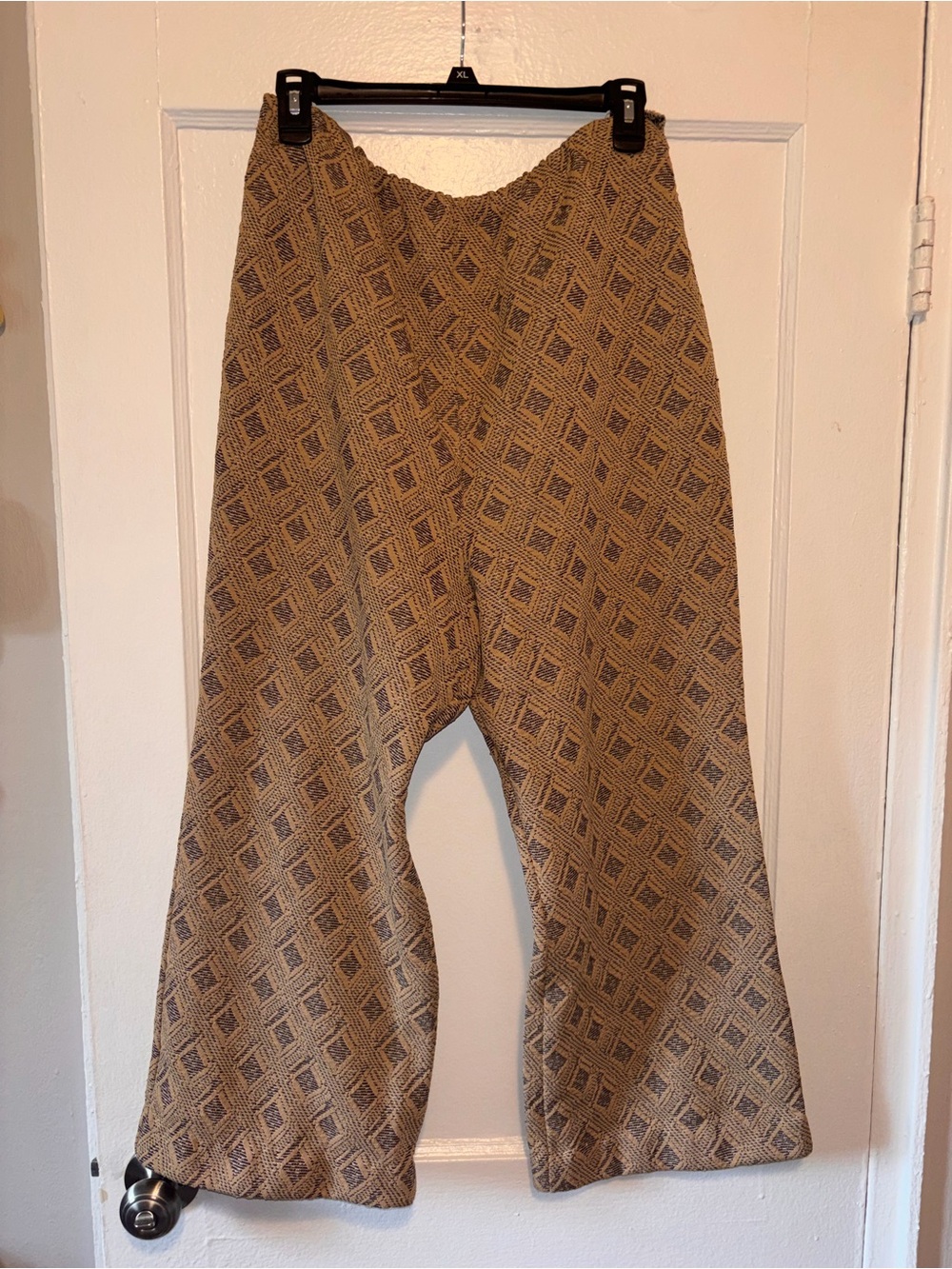 Vintage 70s Tapestry Brown Pattern Pants Trousers Funky Retro Handmade Large